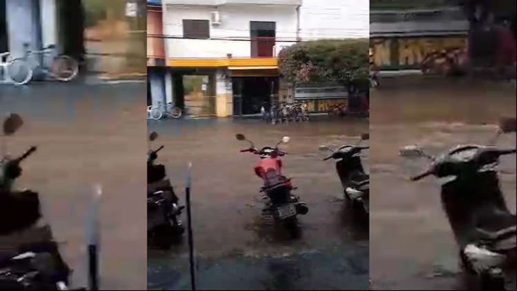 Chuva forte alaga ruas em NX - veja vídeo