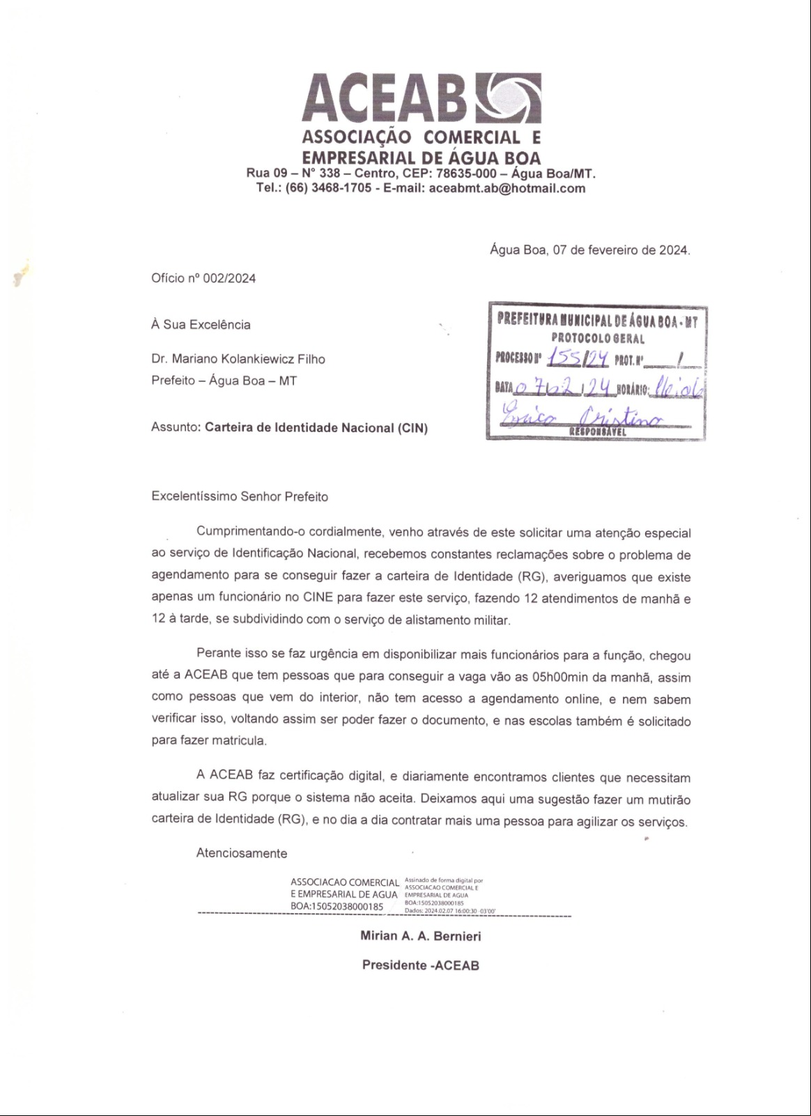 ACEAB pede atenção com confecção de nova identidade; prefeitura já pediu ao Governo
