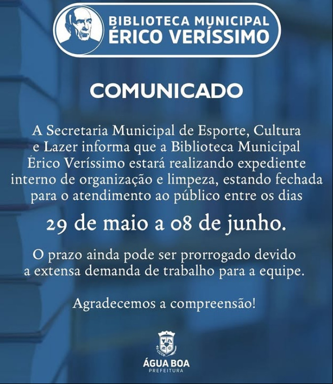 Biblioteca Pública Erico Veríssimo está fechada temporariamente