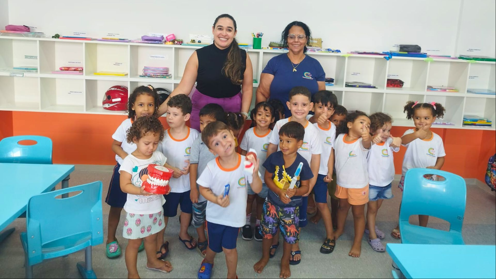 Alunos da EMEI Izabel Favaretto Zandoná recebem orientações sobre saúde bucal