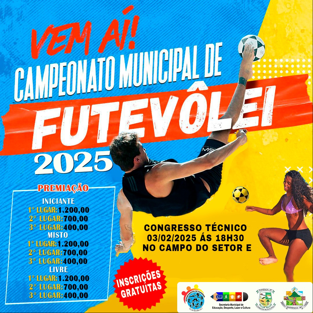 Foto Reprodução Campeonato Municipal de Futevôlei 2025 em Querência Inscrições Abertas