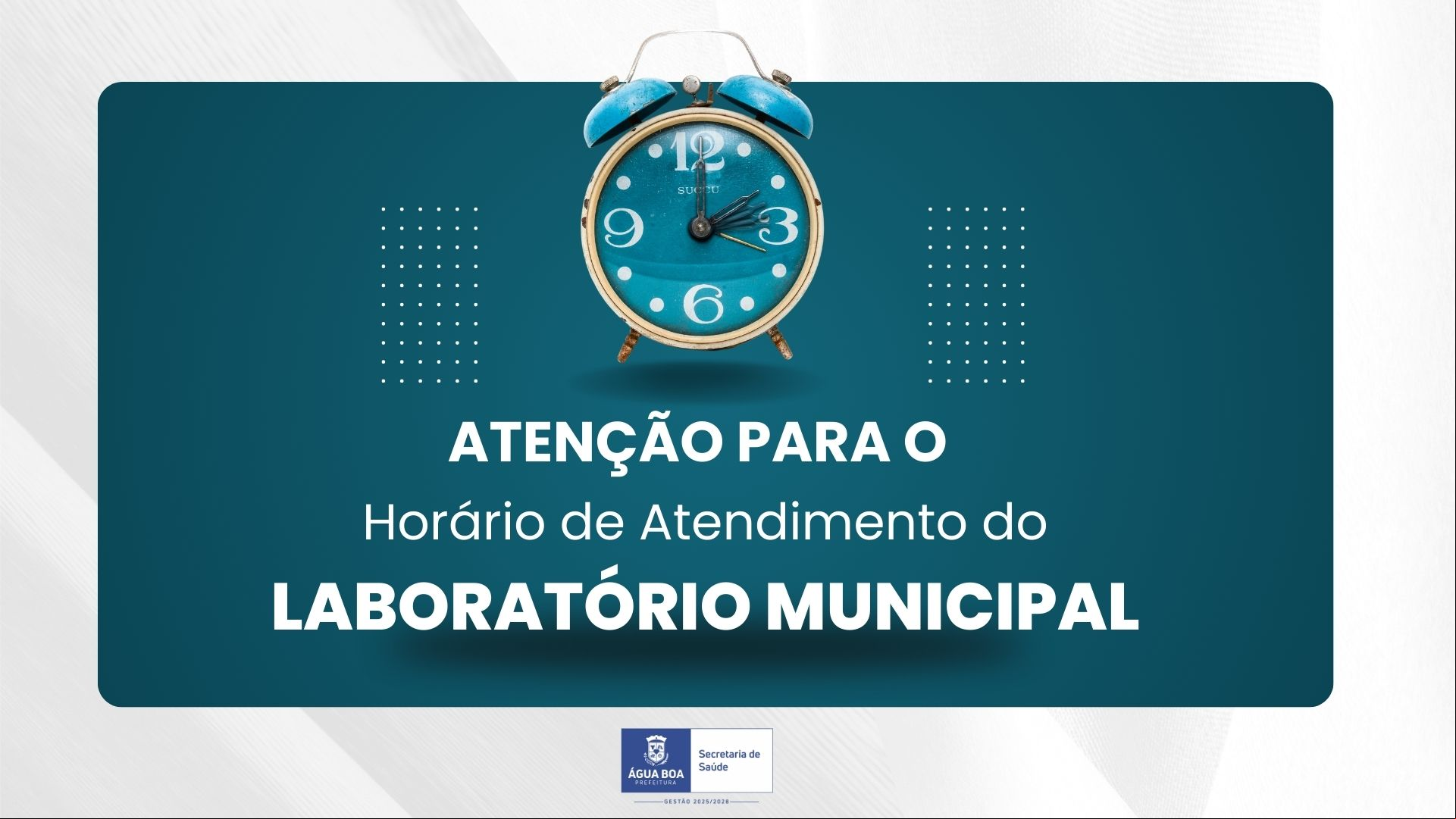 Horários de atendimento do Laboratório Municipal