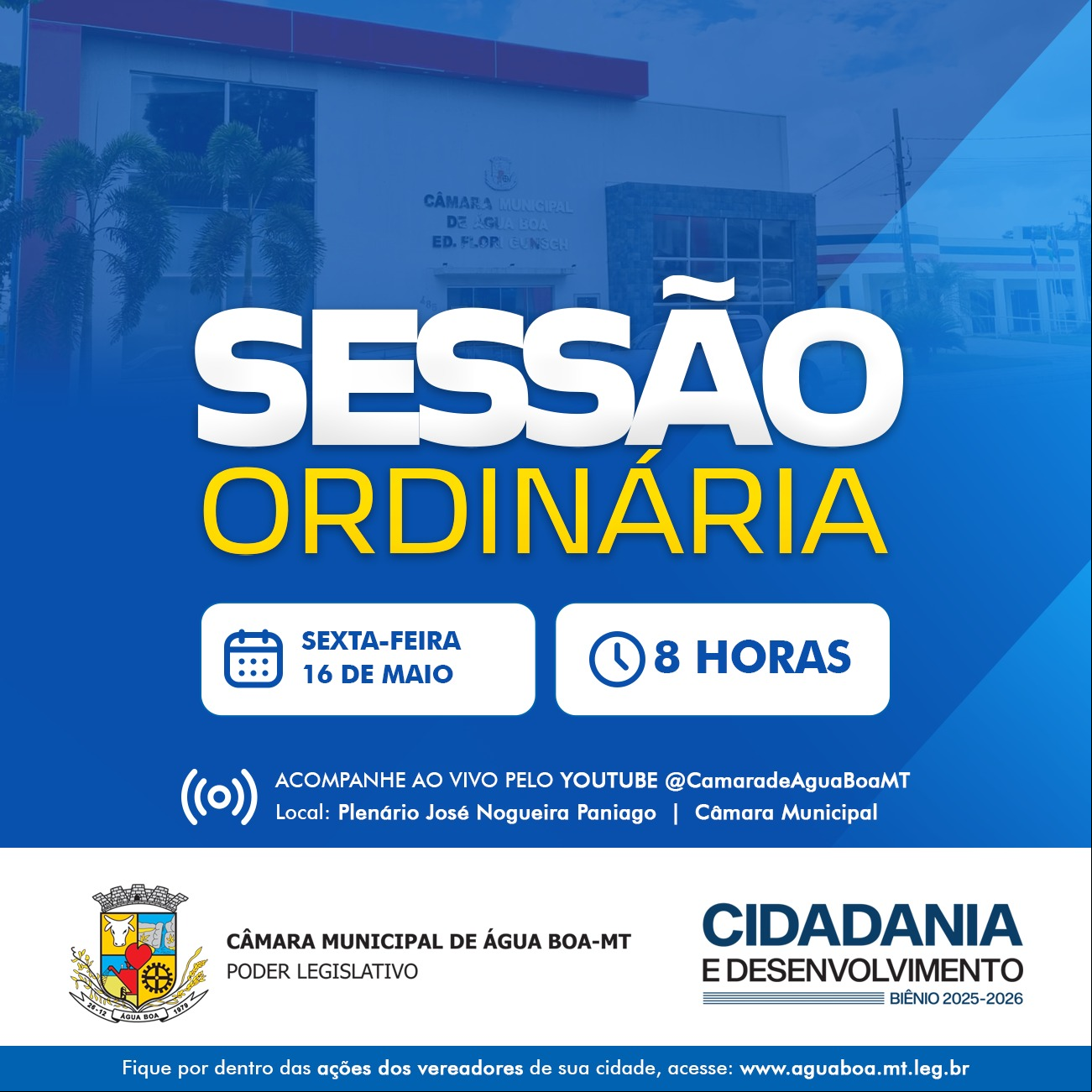 Sessão Ordinária do Legislativo será dia 16 de maio
