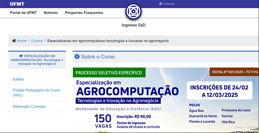 UFMT oferece curso de especialização EAD